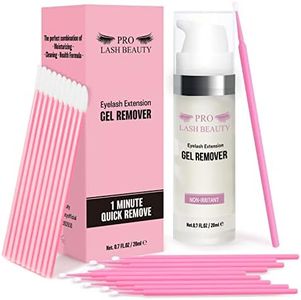 Eyelash Extension Remover, 20ml Lash Remover for Lash Extensions Eyelash Gel Remover Set with Brushes No Irritation Quick Dissolves Less than 60s Eyelash Adhesive Removal No fragrance