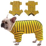 Dolahovy Dog Surgery Recovery Suit,Pet Recovery Shirt Cone E-Collar Alternative Pet Vest for Abdominal Wounds Medical Dog Bodysuit with Legs for Female Male Small Medium Dogs Cats (XXS, Yellow)