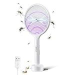 YISSVIC Bug Zapper Racket 4000 Volt Electric Fly Swatter Mosquito Killer Dual Modes with Purple Attractant Light Rechargeable