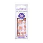 KISS imPRESS No Glue Pedi Press-On Nails, Design, Waterfalls', Light Beige, Short Size, Squoval Shape, Includes 24 Nails, Prep Pad, Instructions Sheet, 1 Manicure Stick, 1 Mini File