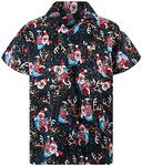 V.H.O. Funky Hawaiian Shirt, Shortsleeve, Christmas Snowflakes, Black, L