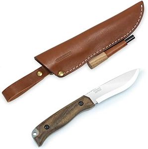 BPSKNIVES HK1 CSHF - Handmade Carbon Steel Knife with Firestarter - Fixed-Blade Full Tang Hunting Knife - Camping Bushcraft Knife With Leather Sheath - Scandinavian Sharpening Camp Knife