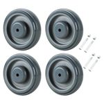 FLKQC 4Pack Shopping Cart Replacement Wheels Silent Supermarket Wheels Kit Polyurethane Wheels for Cart 5-inch Diameter Wheels with Axles Bolts (Grey)