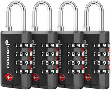 Fosmon TSA Accepted Luggage Locks, 4 Pack, Resettable Multi-Use 4 Digit Combination Padlock, Zinc Alloy Shackle, Ideal for Travel Bag, Suitcase, Locker, Backpack, Briefcase - Black
