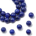 AD Beads Smooth Natural Gemstone Round Loose Beads 15" 4mm 6mm 8mm 10mm (10mm, Blue Lapis)