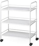 Multibao White Metal 3 Tier Rolling Trolley Storage Rack Cart Shelf with Wheels for Small Spaces, Office, Kitchen, Bedroom, Bathroom, Laundry Room 60cm x 32cm x 75cm