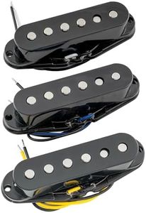 Musiclily Pro ST-60SE Staggered Alnico 5 Magnet Single Coil Neck Middle Bridge Pickups Set for Strat Style Electric Guitar, Black