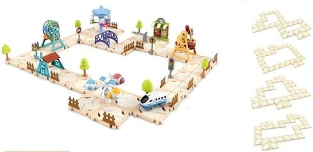 Puzzle Racer Kids Car Track Set for 3 4 5 6 Year Old Boys Girls, DIY Puzzle Track Car Set for Toddlers Kids, Amusement Park Themed, Christmas Birthday Toys Gifts, 125 Pieces