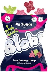 Blobs SOUR Gummy Candy Low Sugar & Low Calorie- No Sugar Alcohols, Vegan, No Dyes- Watermelon-Lychee, Black Ras Cherry, Strawberry Yuzu - (Pack of 6) Mixed Bag, All Three Flavors Per Bag