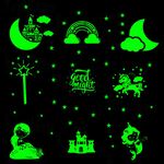 Wall1ders Green Color Fluorescent Night Glow in The Dark Star Wall Sticker, Glow in The Dark Sticker, Radium Stickers for Bedroom, Stars for Ceiling (MermadGlow) Self-Adhesive