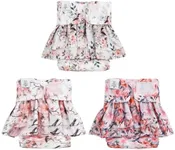 CuteBone Female Dog Diapers with Skirts 3 Pack Reusable Puppy Dresses Pants for Heat Cycle Period QBD18XL