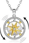 ZLILIJAN Compass Necklace 925 Sterling Silver Go in the Direction of Your Dreams Spinner Pendant Graduation Friendship Talisman Travel Necklace Inspirational Graduation Gift Jewelry for Women, Metal, Cubic Zirconia