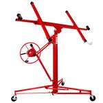 11FT Heavy Duty Drywall Lift Lifter Plaster Board Panel Hoist Jack Tool 70kg Lifting Capacity W/ 4" Caster Wheels Rolling Lockable Red