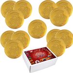 Giant Gold Christmass Santa Coin 50g With Gift Box - Solid Milk Chocolate Festive Giant Coin - bnd (20 x Coins Chocolates)