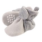 Luvable Friends Baby Fleece Lined Booties, Neutral Light Gray, 12-18 Months