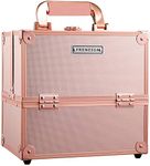 Frenessa Makeup Box Cosmetics Case Jewelry Organiser Vanity Make Up Storage Box Beauty Train Case Lockable with Keys (Rose Gold)
