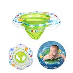 XQMMGO Baby Swimming Ring Float, Swimming Pool Bathing Accessories for Children, Toddlers and Infants, Inflatable Swimming Ring with Seat for Babies Aged 6-36 Months (Green)