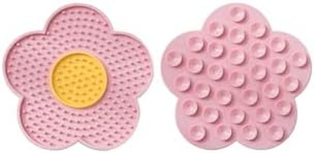 QWINEE Lick Mat for Dogs Cats Flower Shaped Pet Slow Feeder Dog Cat Puppy Bowl Lick Pad for Dog Fun Alternative to Slow Down Eat for Small Medium Large Dogs Pink One-Size