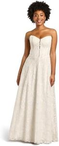 David's Bridal Strapless Lace A-Line Corset Wedding Dress, Women's Size 26W, Ivory