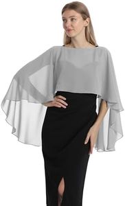 Women Chiffon Cape Bridal Soft Chiffon Scarve Shawls Wraps Beach Cover Up Wedding Bridal Capelet Evening Shawls (Silver)