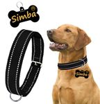 Kraftidy Dog Collar Belt with Name tag id Custom for Small Medium Large Dogs Neck Collar with Personalized Dog Name (with Your Dog Name) (Reflective) (Black) (Medium)