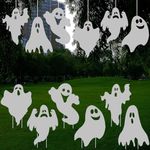 Halloween Outdoor Decorations Yard Signs Stakes - 6PCS Ghost Lawn Decorations Signs with Spooky Faces for Garden Yard Lawn Porch Scary Halloween Trick or Treat Party Decorations Supplies Outside