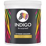 Indigo Exterior Emulsion – Water-Based Matt Finish | Quick Drying | Moderate Fungal & Algal Resistance | Easy Application | Exterior Wall Paint | 20L Brilliant White