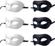 LECMACY Masquerade Mask for Men and Women, Venetian Rome Half Face Eye Masks Mardi Gras Costume Party Theme Sets One Size (3x(w+b)/6pcs)