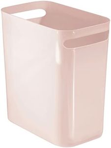 mDesign Plastic Slim Large 2.5 Gallon Trash Can Wastebasket, Classic Garbage Container Recycle Bin for Bathroom, Bedroom, Kitchen, Office, Outdoor Waste, Recycling - Aura Collection - Light Pink/Blush