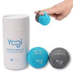 Yogi Stress Balls - Stress Ball with Finger Grip Strap, Stress Balls for Adults and Kids, Grip Strength Trainer Squeeze Balls, Anxiety Stress Relief, Fidget Handball, Squish Ball - 2 Pack