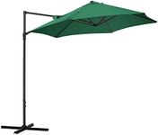Outsunny 8.5FT Offset Patio Umbrella with 360° Rotation, Outdoor Cantilever Roma Parasol Hanging Sun Shade Canopy Shelter with Cross Base, Green