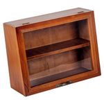 Artibetter Retro Storage Cabinet Freestanding Display Cabinet Desktop Wood Display Cabinet Cosmetics Holder Collectibles Figurines Stand Desktop Organizer Cabinet Wooden Cup Clamshell Crafts