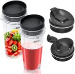 16oz Blender Cup Set Compatible with Ninja Replacement Parts, Single Serve Blender Cups+Sip & Seal lids for Ninja QB3001SS Fit Compact Personal Blender QB3000 BL660 BL740 BL770 BL780 BL810