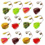 Fishing Spinnerbait Lures Kit, 12pcs Hard Metal Spinner Bait Jig Lures Buzzbait Swimbait for Pike Bass Trout Salmon Freshwater Saltwater Fishing Spinner 12PCS