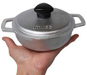 IMUSA USA 0.7Qt Traditional Colombian Mini Caldero (Dutch Oven) for Cooking and Serving, 0.7 Quart, Silver