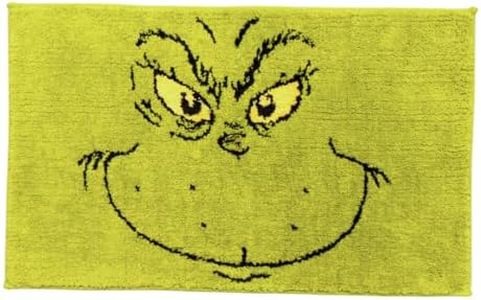 Franco Collectibles Grinch by Dr. Seuss Holiday & Christmas Non Slip Plush Poly Knit Bathroom Mat Rug, 21x34, (Officially Licensed Product)