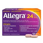 Allegra 24 Hour Allergy Medication, 120 mg, 12 Count Tablets, Non-Drowsy, Fast & Effective Multi-Symptom Relief from Seasonal Allergies, Relieves Runny Nose, Sneezing, Watery Eyes, Itchy Throat