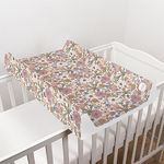 Baby Hard Base Changing Mat/Top Changer 70x50 cm fits 120x60 cm Cot Unisex Wedge Anti Roll Nappy Newborn Baby Waterproof Changing Mat with Raised Edges (Garden)