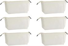 Juvale 6 Pack Canvas Makeup Bags with Zipper for Cosmetics, Toiletries, DIY Crafts (White, 11.75 x 5.5)