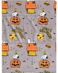 Peanuts Halloween Throws and Blankets (Gray - Happy Halloween) 50 Inches by 70 Inches