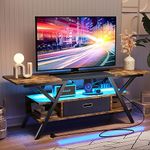 Bestier LED Entertainment Center with Power Outlets Gaming TV Stand for TV up to 65 Inch 55” TV Game Console for Living Room Bedroom Removable Drawer 20 Dynamic RGB Modes, Rustic Brown