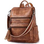 BROMEN Backpack Purse for Women Fashion Leather Designer Travel Large Ladies Shoulder Bags, Z-rg-brown, Travel Backpacks