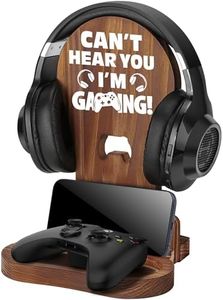 Gamer Gifts for Teenage Boy, Gamer Room Decor for Man, Best Gifts for Son, Boyfriend, Husband, Wooden Headset Stand, Can't Hear you I'm Gaming