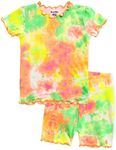 VAENAIT BABY Girls Boys Pajamas Sleepwear Short Summer Pjs 2pcs Set Tiedye-Shirring Noenorangegreen-Short XS