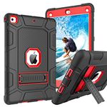 iPad Case 2018 9.7 inch iPad Case 2017 9.7 inch Stand GUAGUA Shockproof Heavy Duty Three Layer High Impact Full-Body Rugged Bumper Protective Tablet Case for iPad 6th Generation iPad 9.7 2018/iPad 5th Generation iPad 9.7 2017,Black/Red