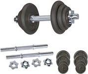 HCE Adjustable Dumbbells Set,20kg - 50kg Standard Steel Bars Pair with Cast-Iron Hammertone Weight Plates Set Home Gym Equipment for Body Building Weightlifting (20kg Set (10kg Dumbbells x2))