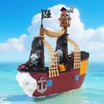 Goldlok Pirate Ship Adventure Playset with Lights and Sounds - Includes 2 Pirate Figures, Treasure Chest & Cannons - Pretend Play Gift for Kids Ages 3+ Boys Girls - Birthday, for Kids