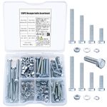 128 Pcs M6 Bolts and Nuts Set, M6 Hex Bolts and Nuts and Flat Washers & Spring Washers Assortment Kit, Carbon Steel Machine Screws Bolts for Car Bike Furniture Bolts(128 M6 blue and white)