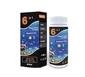 6 in 1 Aquarium Test Strips, Fish Tank Pond Test Strips for Freshwater and Saltwater, Aquarium Testing Kit to Test 6 Essential Water Quality Parameters in Less Than 60 Seconds