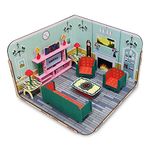 Webby DIY Build & Paint Living Room with Furniture Wooden Dollhouse Kit for Kids